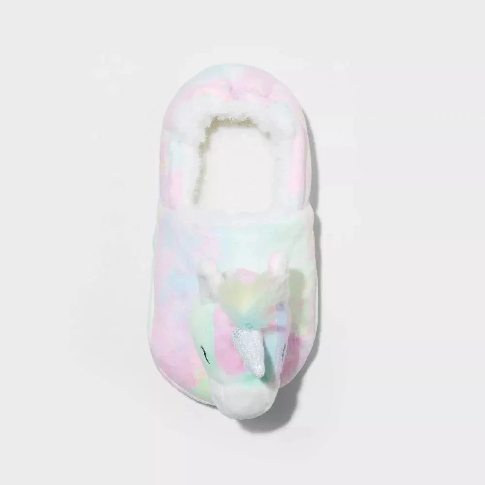 Toddler Girls Cat & Jack Unicorn‎ Slippers Pink 5/6 New With Tags